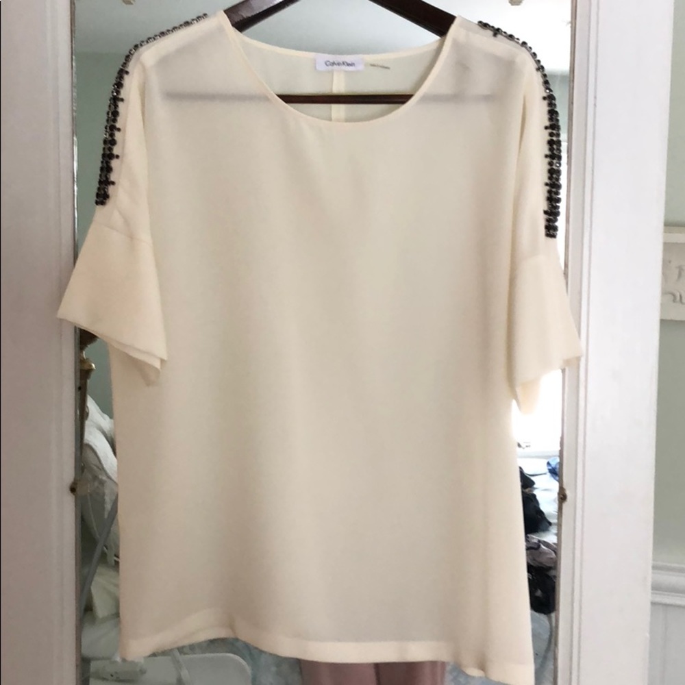 Calvin Klein Black Beaded Blouse